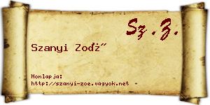 Szanyi Zoé névjegykártya