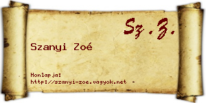 Szanyi Zoé névjegykártya